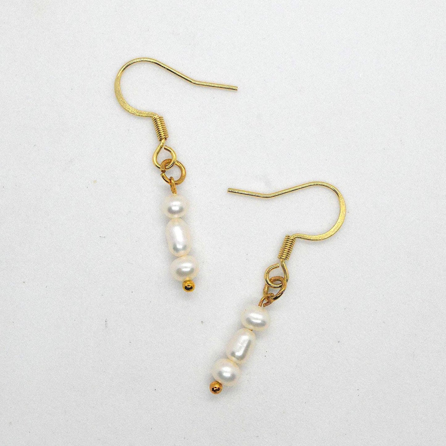 Minimalist Gold Hook Earrings with Pearls