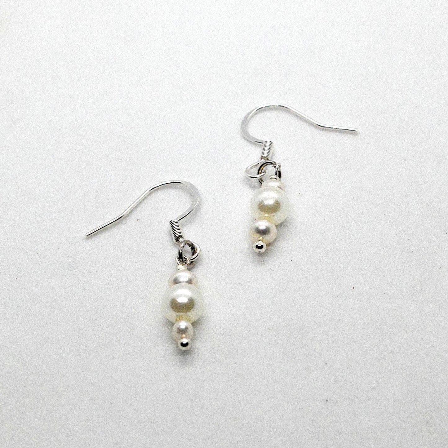 Minimalist Silver Hook Earrings with Pearls