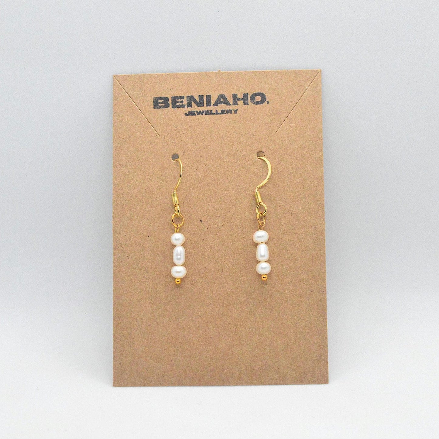 Minimalist Gold Hook Earrings with Pearls