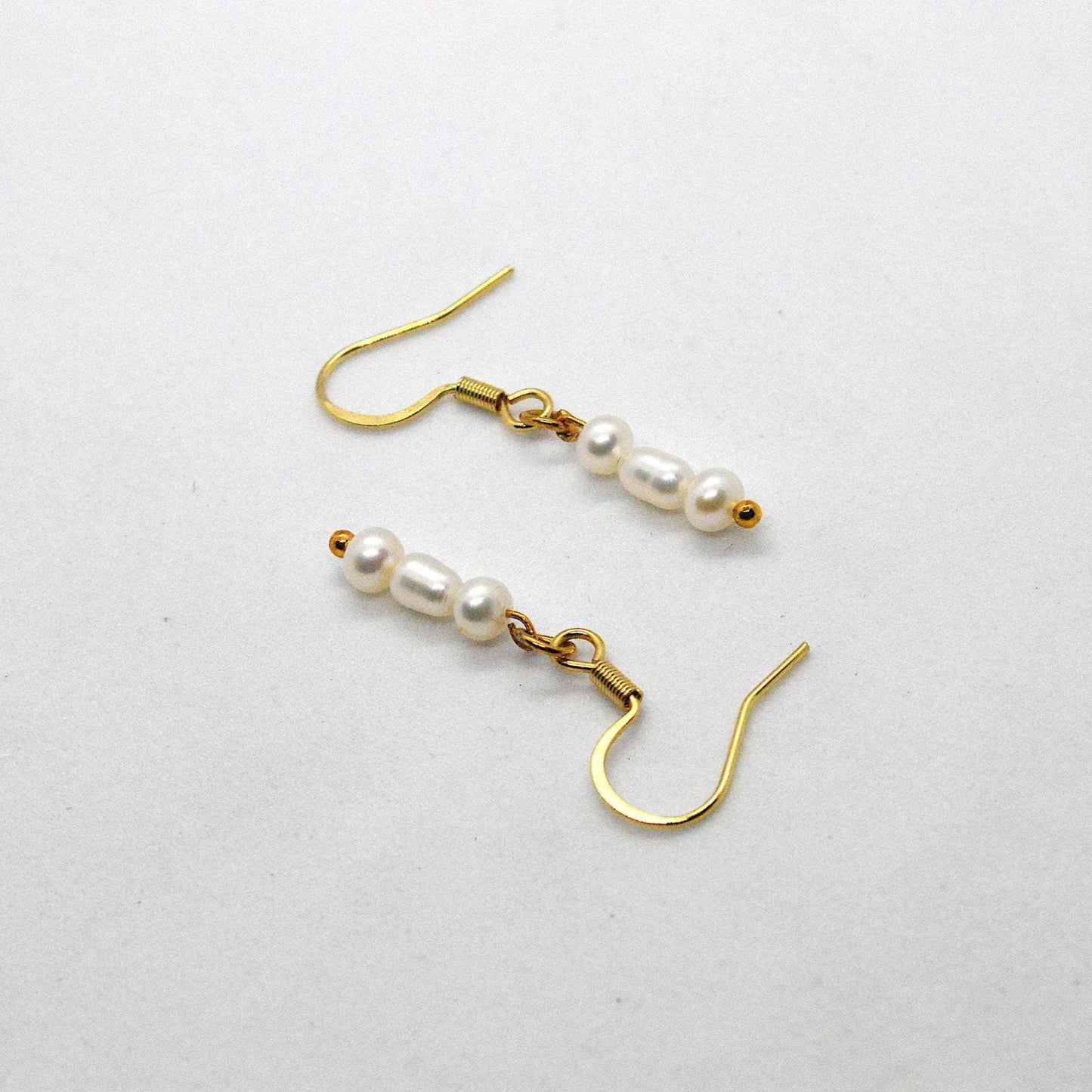 Minimalist Gold Hook Earrings with Pearls