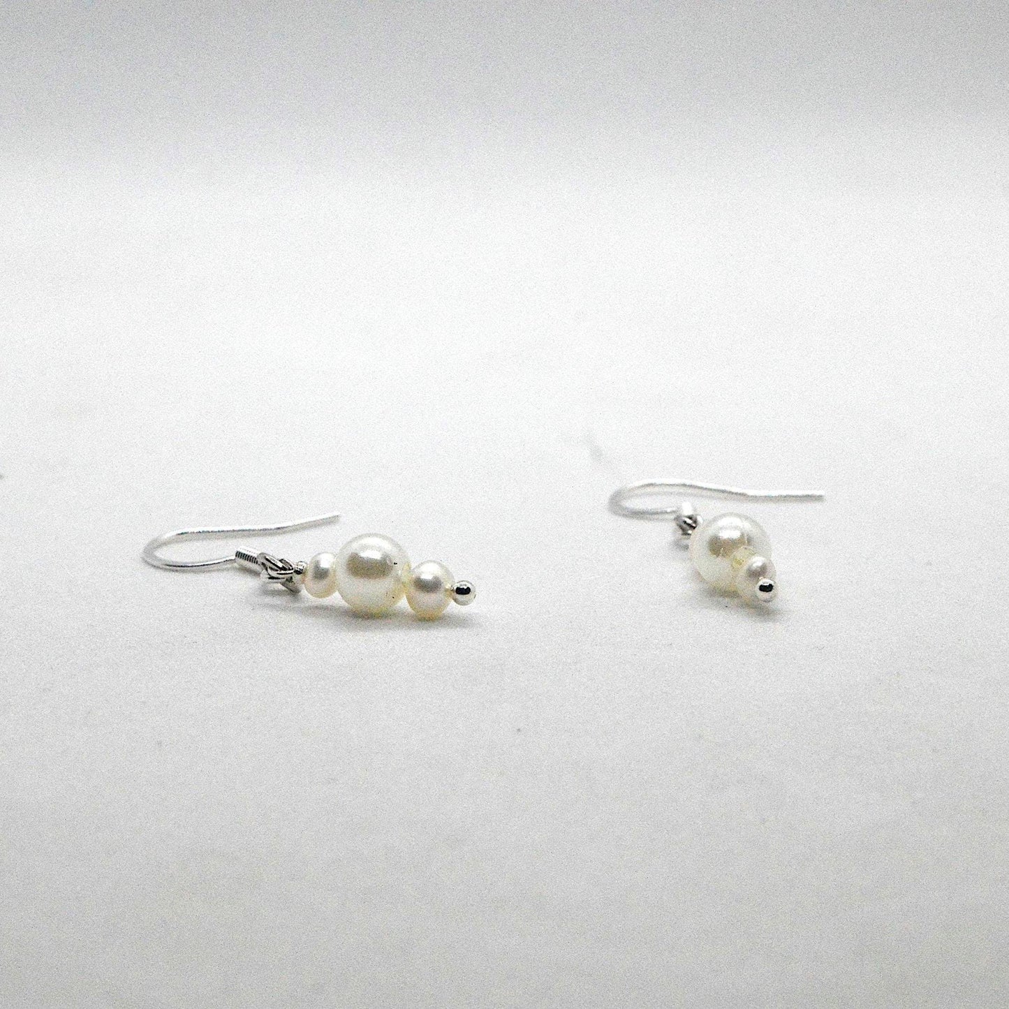 Minimalist Silver Hook Earrings with Pearls