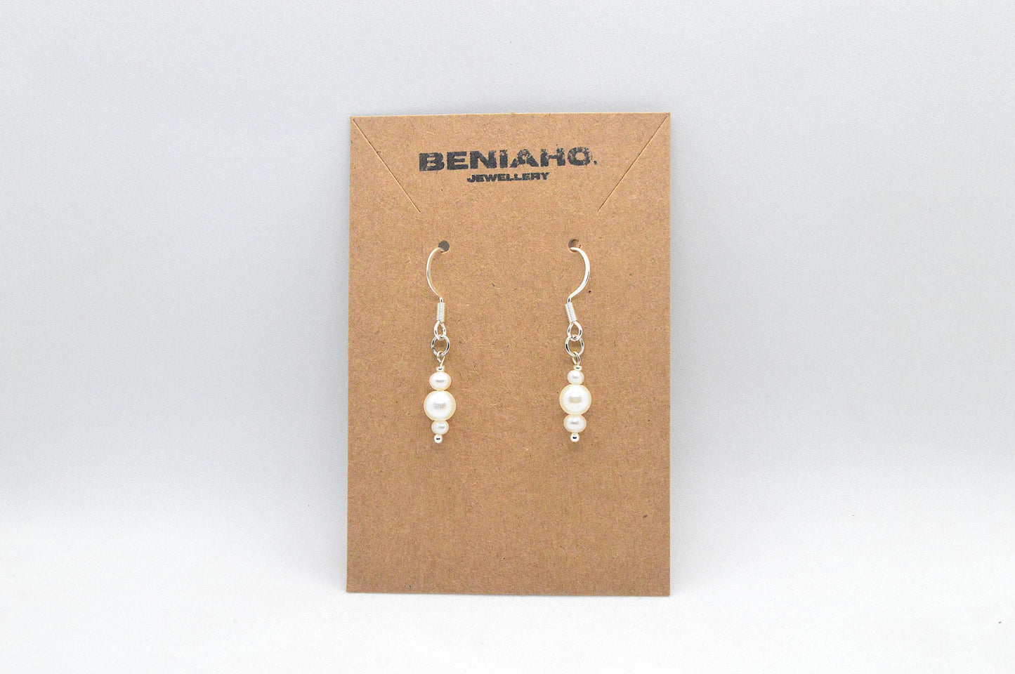 Minimalist Silver Hook Earrings with Pearls